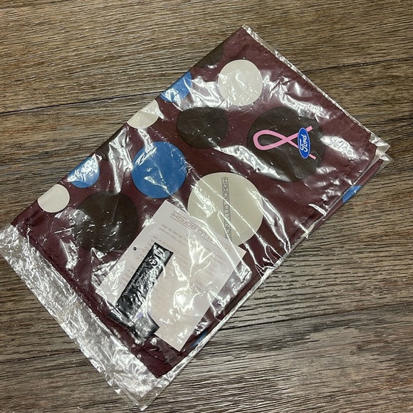 Breast Cancer Awareness Scarf Maroon Leonello Borghi Polka Dots by Ford 55x10.5” - Picture 5 of 16